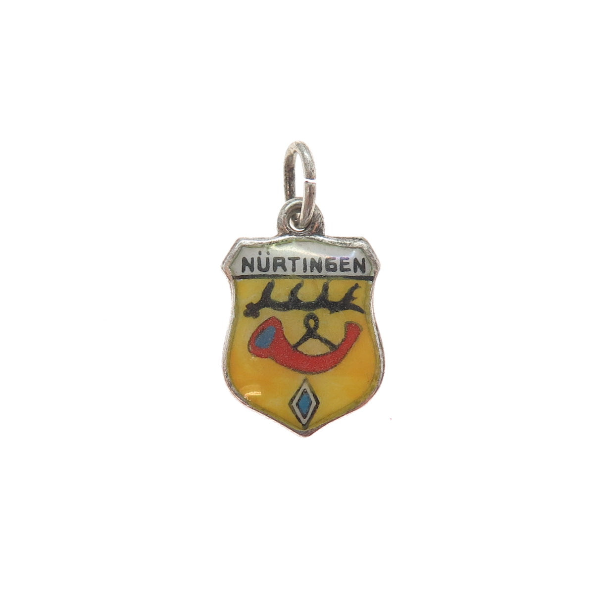 835 Silver Vintage Enamel Nurtingen Coat of Arms Minimalist Charm Pendant