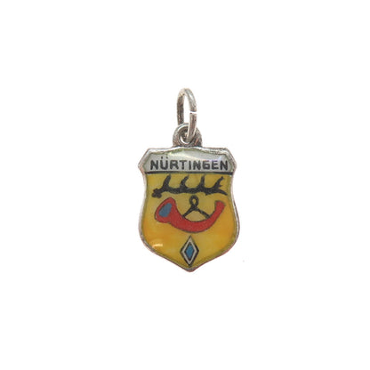 835 Silver Vintage Enamel Nurtingen Coat of Arms Minimalist Charm Pendant