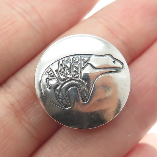 Old Pawn Hopi Sterling Silver Vintage Southwestern Concho Bear Clip Button