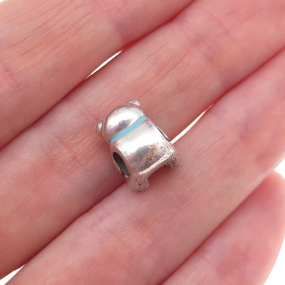 Pandora 925 Sterling Silver Enamel It's a Boy Teddy Bear Slide Bead Charm