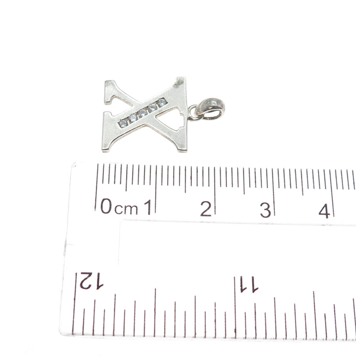 925 Sterling Silver Round-Cut C Z Letter X Minimalist Charm Pendant