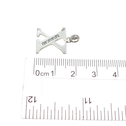 925 Sterling Silver Round-Cut C Z Letter X Minimalist Charm Pendant