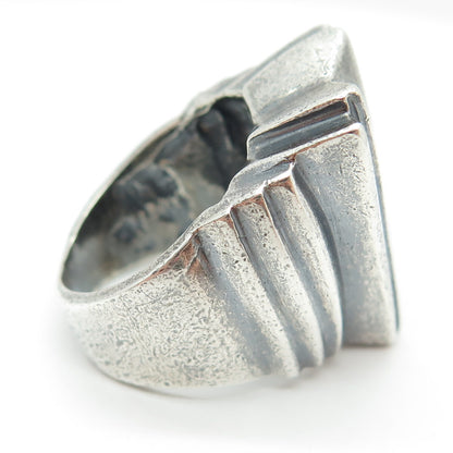 925 Sterling Silver Vintage Modernist Oxidized Ring Size 7.5