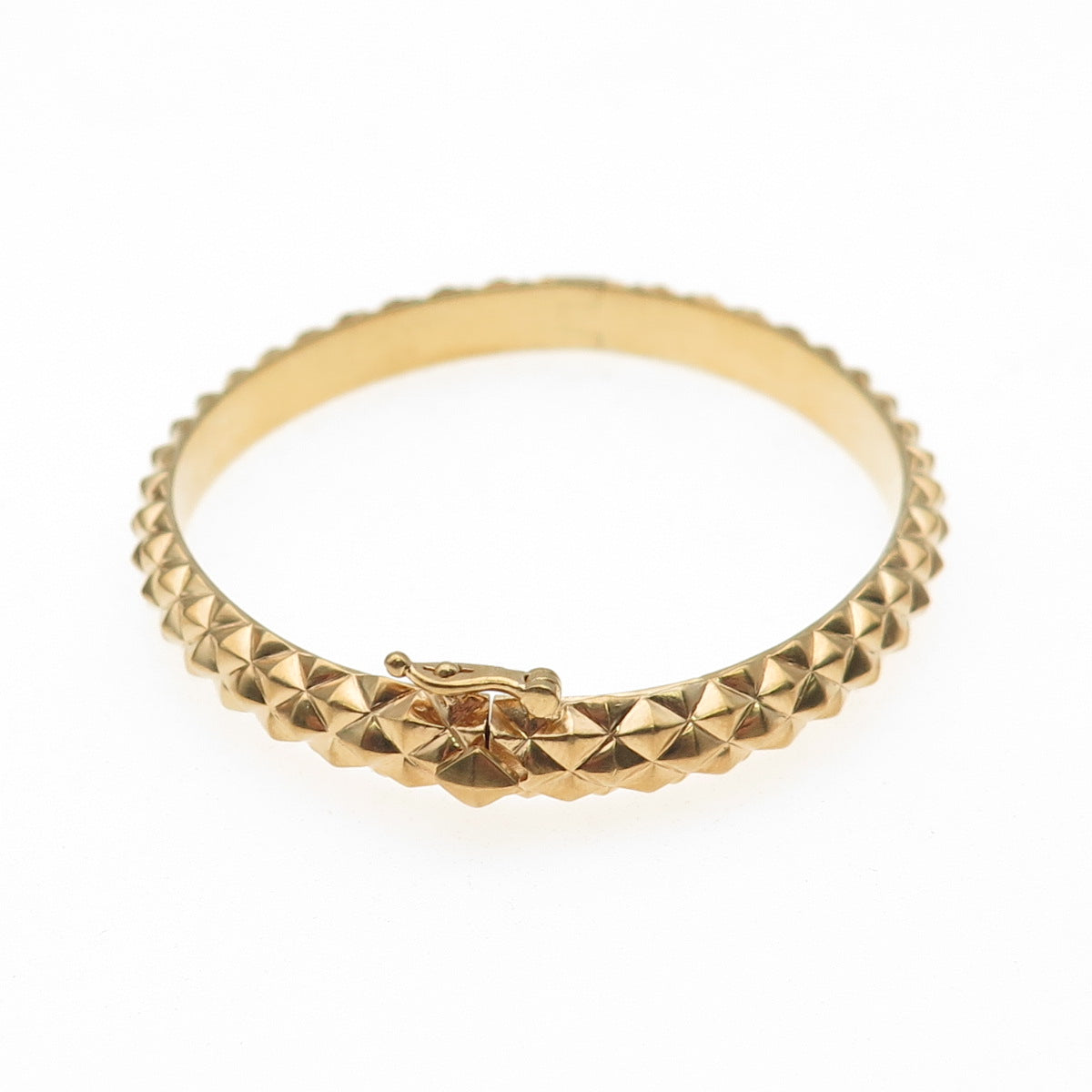 925 Sterling Silver Gold Plated Diamond-Shape Bangle Bracelet 6.25"