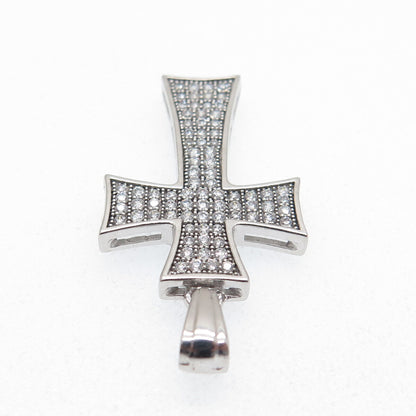 925 Sterling Silver Round-Cut C Z Cross Sparkle Pendant