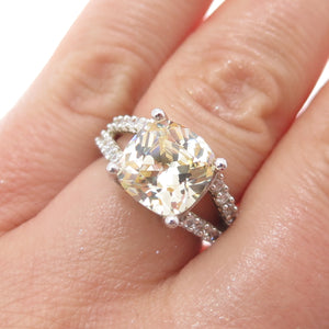 925 Sterling Silver Vintage Canary & White C Z Ring Size 5.25