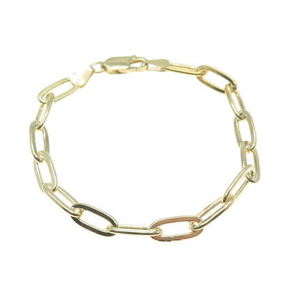 925 Sterling Silver Gold Plated Italy Paperclip Link Bracelet 6.75"