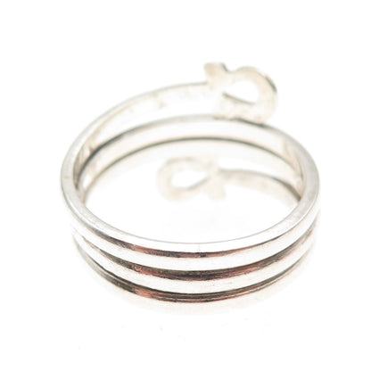 800 Silver Vintage Egyptian Ankh Oxidized Wrap Ring Size 9.25