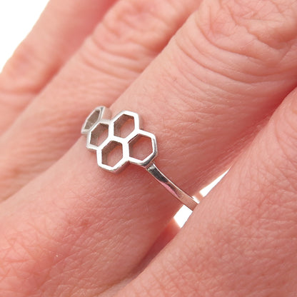 925 Sterling Silver Vintage Honeycomb Oxidized Ring Size 9.75