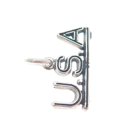 925 Sterling Silver Vintage USA Oxidized Minimalist Charm Pendant