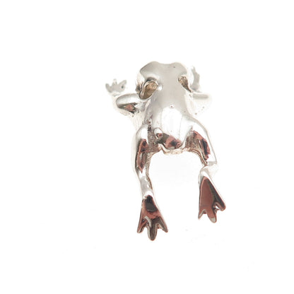 925 Sterling Silver Vintage Frog For Good Luck 3D Slide Charm Pendant