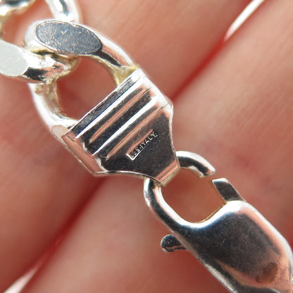 925 Sterling Silver Vintage Italy Figaro Link Bracelet 8"