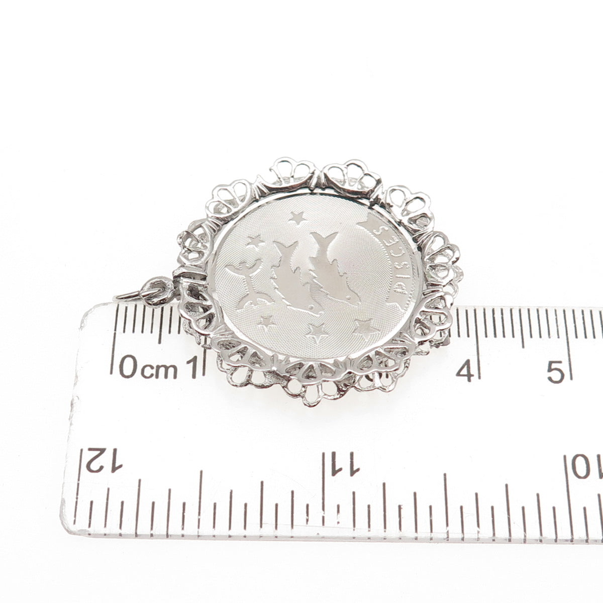 JAY POSON 925 Sterling Silver Vintage Pisces Zodiac Sign Charm Pendant