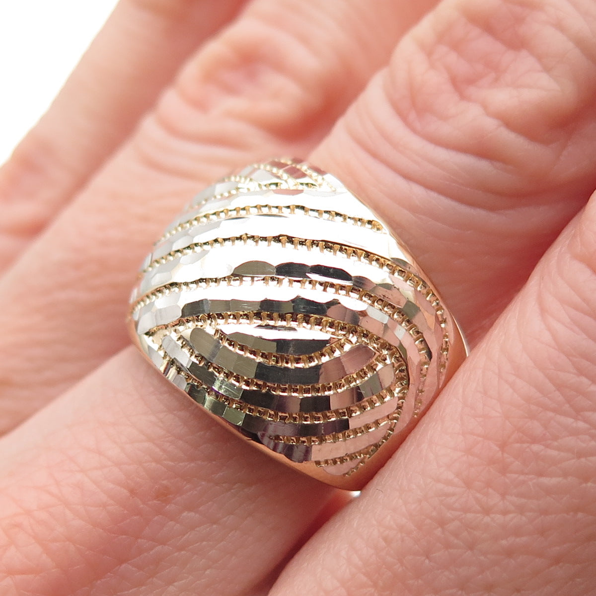 Chateau D’Argent 925 Sterling Silver 2-Tone Modernist Ring Size 6.25