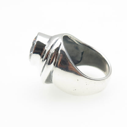 925 Sterling Silver Vintage Round-Cut C Z Modernist Ring Size 6.5