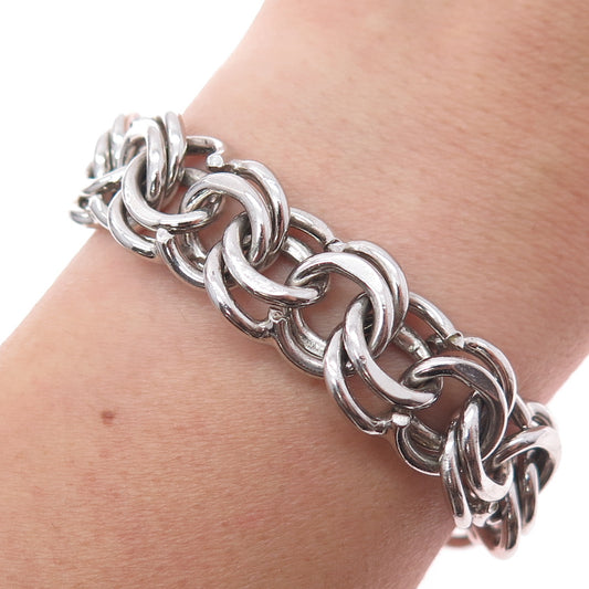 925 Sterling Silver Antique Art Deco Bismark Link Bracelet 6.75"