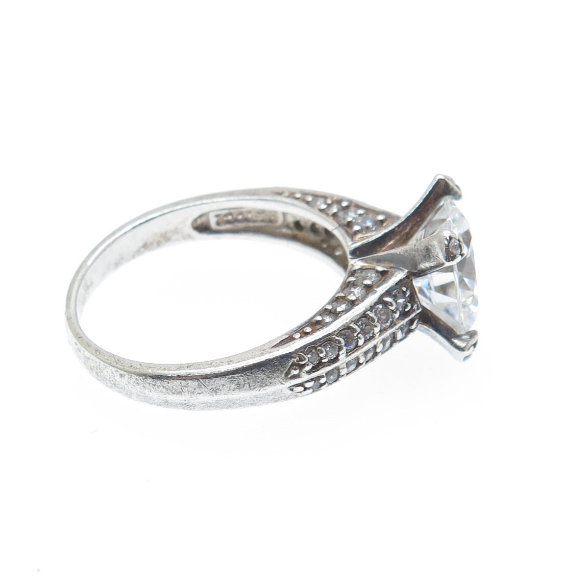 925 Sterling Silver Round-Cut C Z Engagement Ring Size 9.25