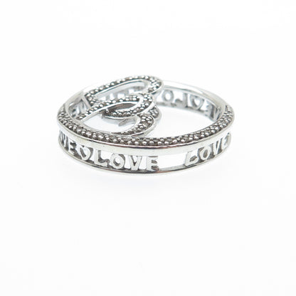 925 Sterling Silver Real Round-Cut Diamond Interlocked Heart Slide Pendant