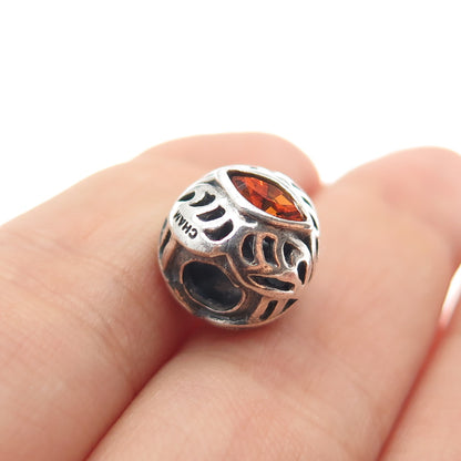 CHAMILIA 925 Sterling Silver Marquise-Cut Orange Crystal Slide Bead Charm