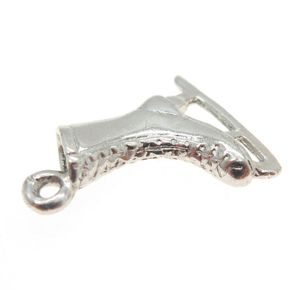 925 Sterling Silver Vintage Ice Skating Shoe 3D Charm Pendant