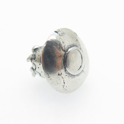 925 Sterling Silver Vintage Coffee Cup Oxidized Minimalist 3D Charm Pendant