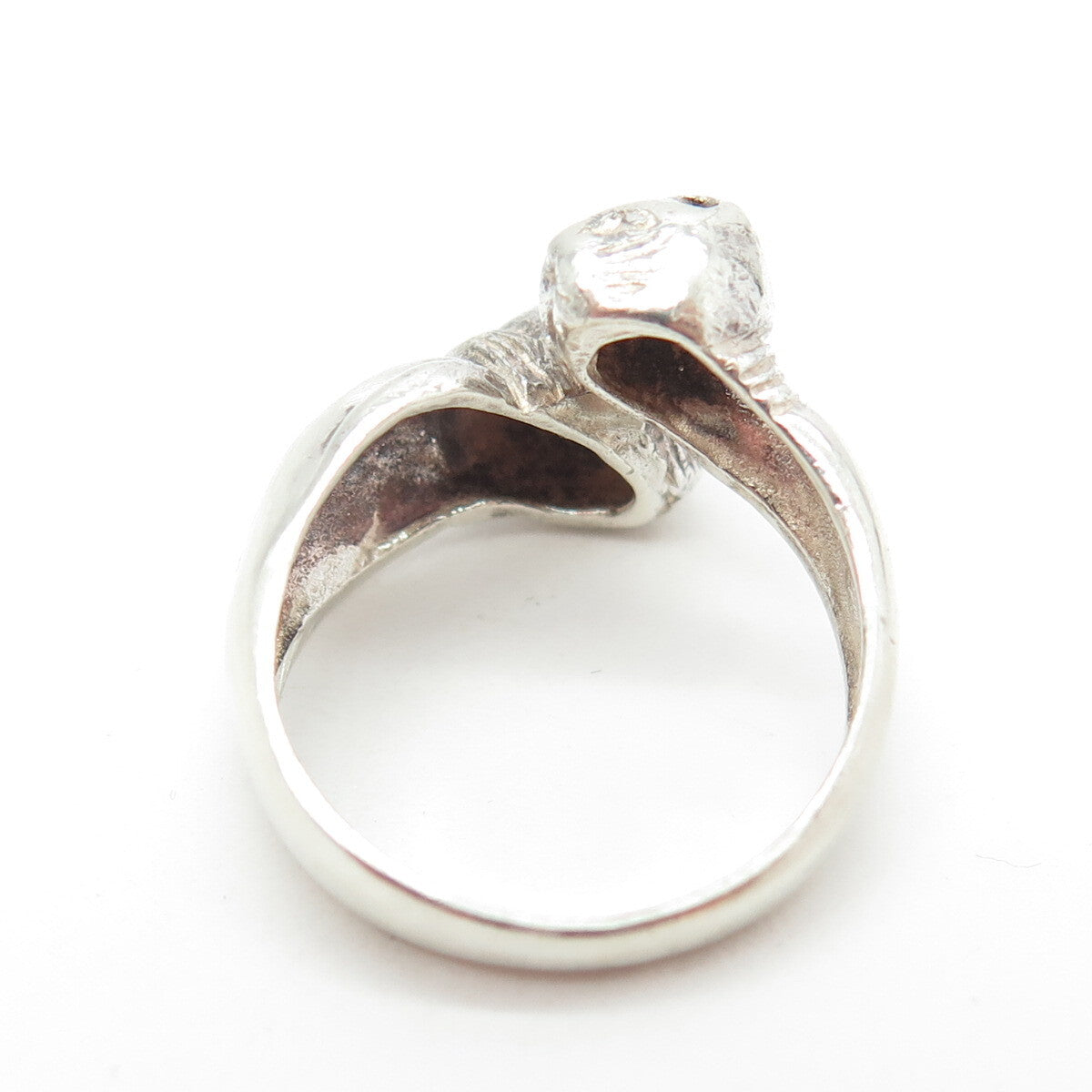 925 Sterling Silver Vintage Kitty Cat Bypass Ring Size 6