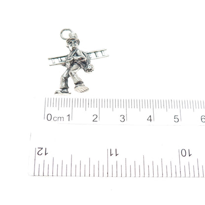 835 Silver Vintage European Chimney Sweep Oxidized Charm Pendant