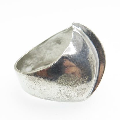 925 Sterling Silver Vintage Italy Modernist Dome Ring Size 8.75