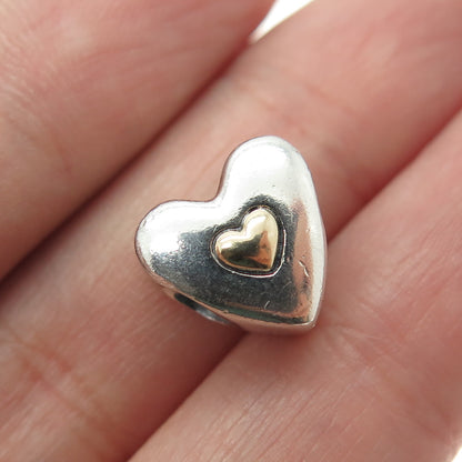 PANDORA 925 Sterling Silver & 14K Gold "Happy Anniversary" Heart Bead Charm