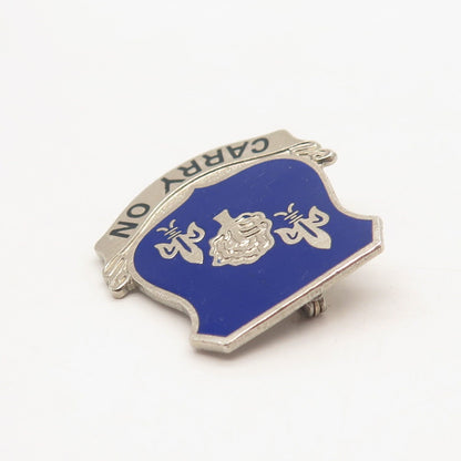 925 Sterling Silver Antique Enamel US Infantry Regiment "Carry On" Pin Brooch
