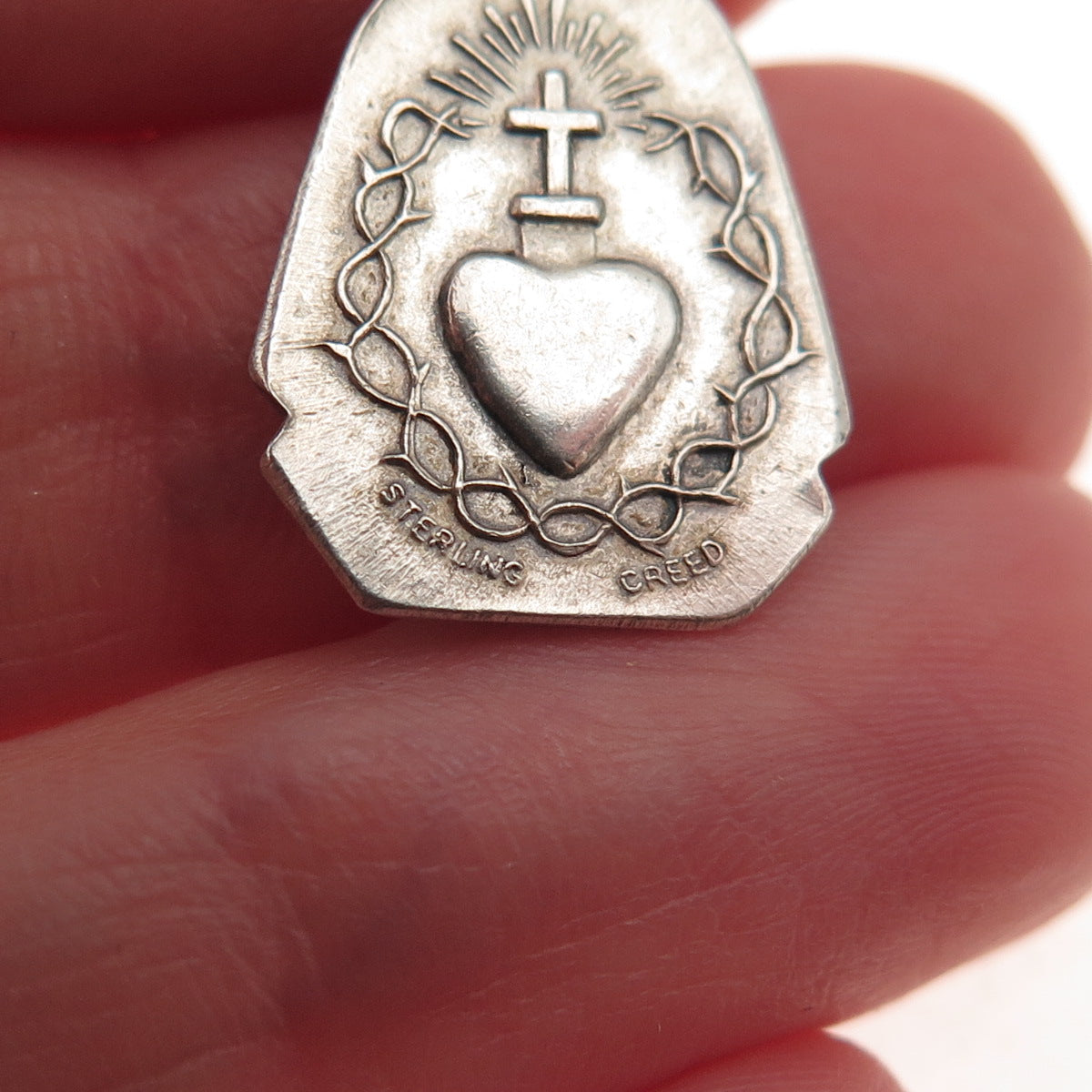 Creed Sterling Silver Antique Art Deco Infant of Prague Oxidized Charm Pendant
