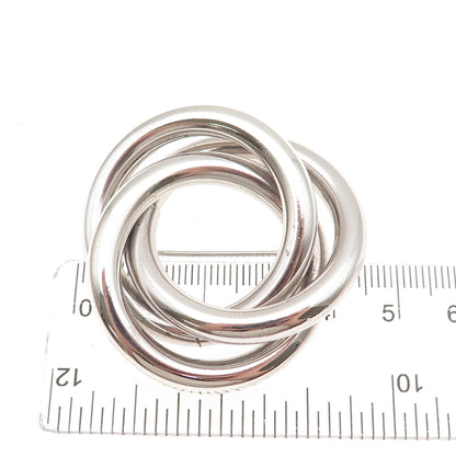 Harry S Bick 925 Sterling Silver Vintage Interlocked Trinity Circle Pin Brooch
