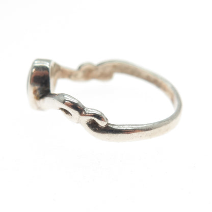 925 Sterling Silver Vintage Real Black Onyx Oxidized Bypass Ring Size 6.25
