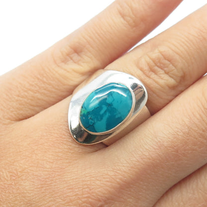 ATI 925 Sterling Silver Vintage Mexico Real Azurite Gemstone Ring Size 5.75