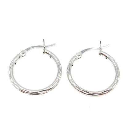 925 Sterling Silver Etched Tube Hoop Earrings