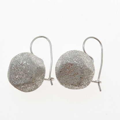 925 Sterling Silver Vintage Italy Modernist Textured Drop Bead Earrings