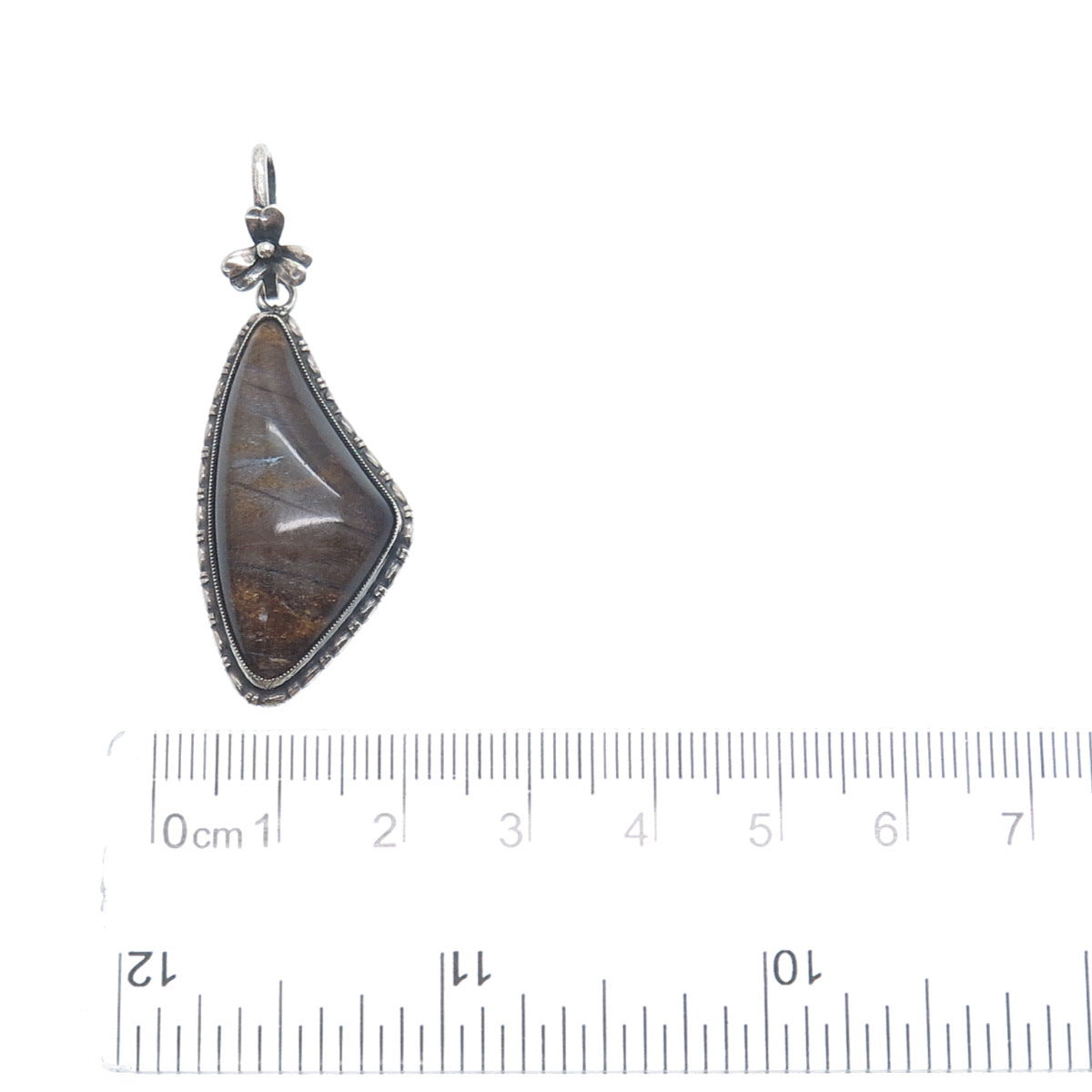 925 Sterling Silver Antique England Monarch Butterfly Wing Flower Pendant