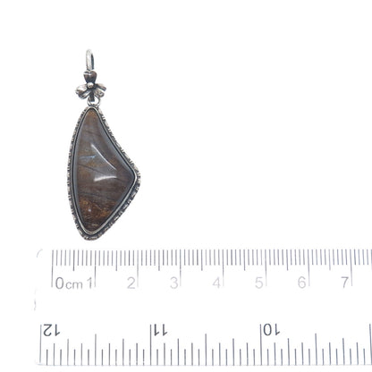 925 Sterling Silver Antique England Monarch Butterfly Wing Flower Pendant