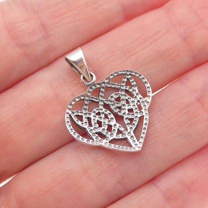 Charles Winston 925 Sterling Silver Vintage Celtic Trinity Heart Charm Pendant