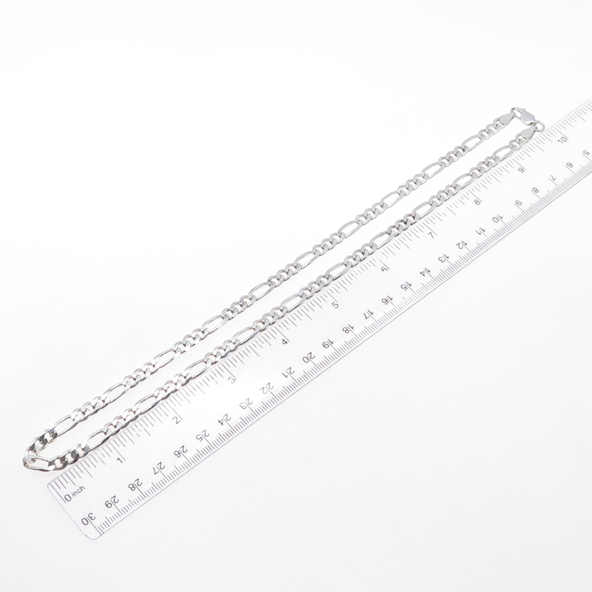 925 Sterling Silver Vintage Italy Figaro Chain Necklace 20"