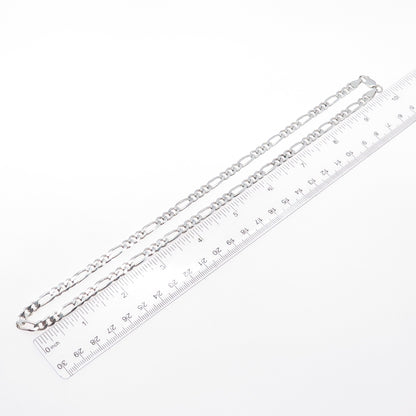 925 Sterling Silver Vintage Italy Figaro Chain Necklace 20"