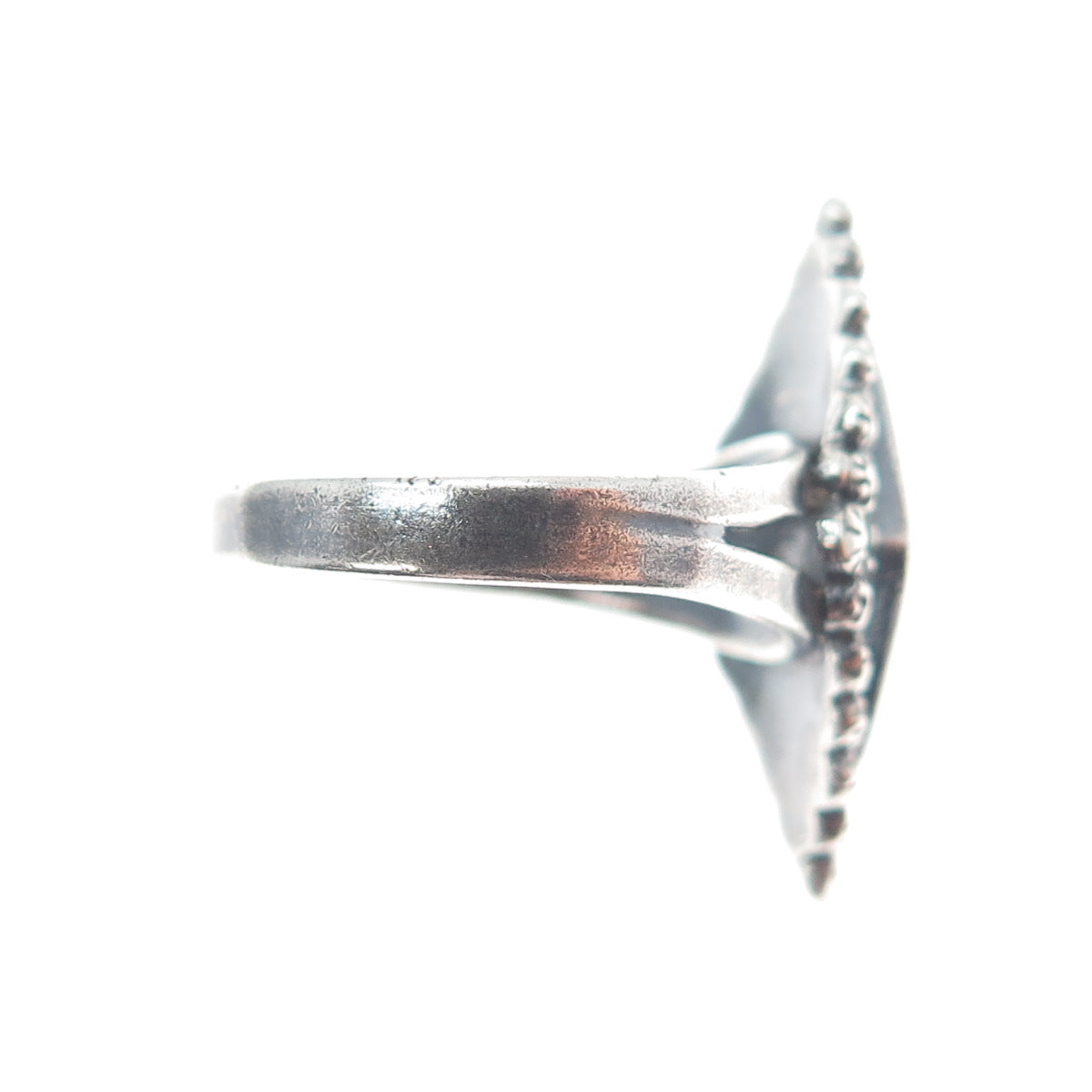 925 Sterling Silver Vintage Real Black Onyx Cannetille Oxidized Ring Size 9.5