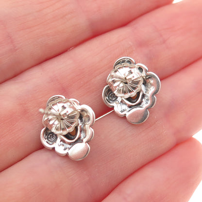 Carolyn Pollack American West Sterling Silver Vintage Real Agate Floral Earrings