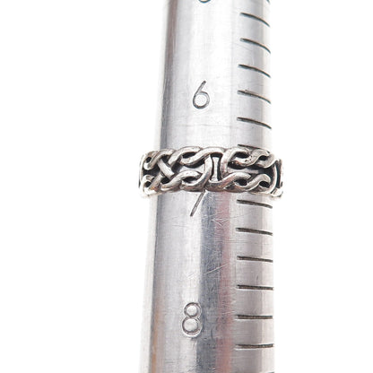 Peter Stone Sterling Silver Vintage Celtic Love Knot Oxidized Band Ring Size 7
