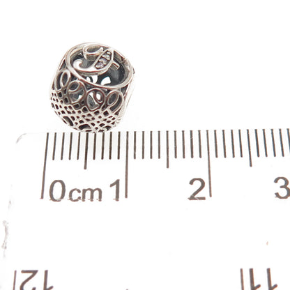 Pandora 925 Sterling Silver C Z Letter F Initial Slide Bead Charm
