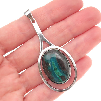 925 Sterling Silver Vintage Israel Real Eilat Modernist Oxidized Pendant