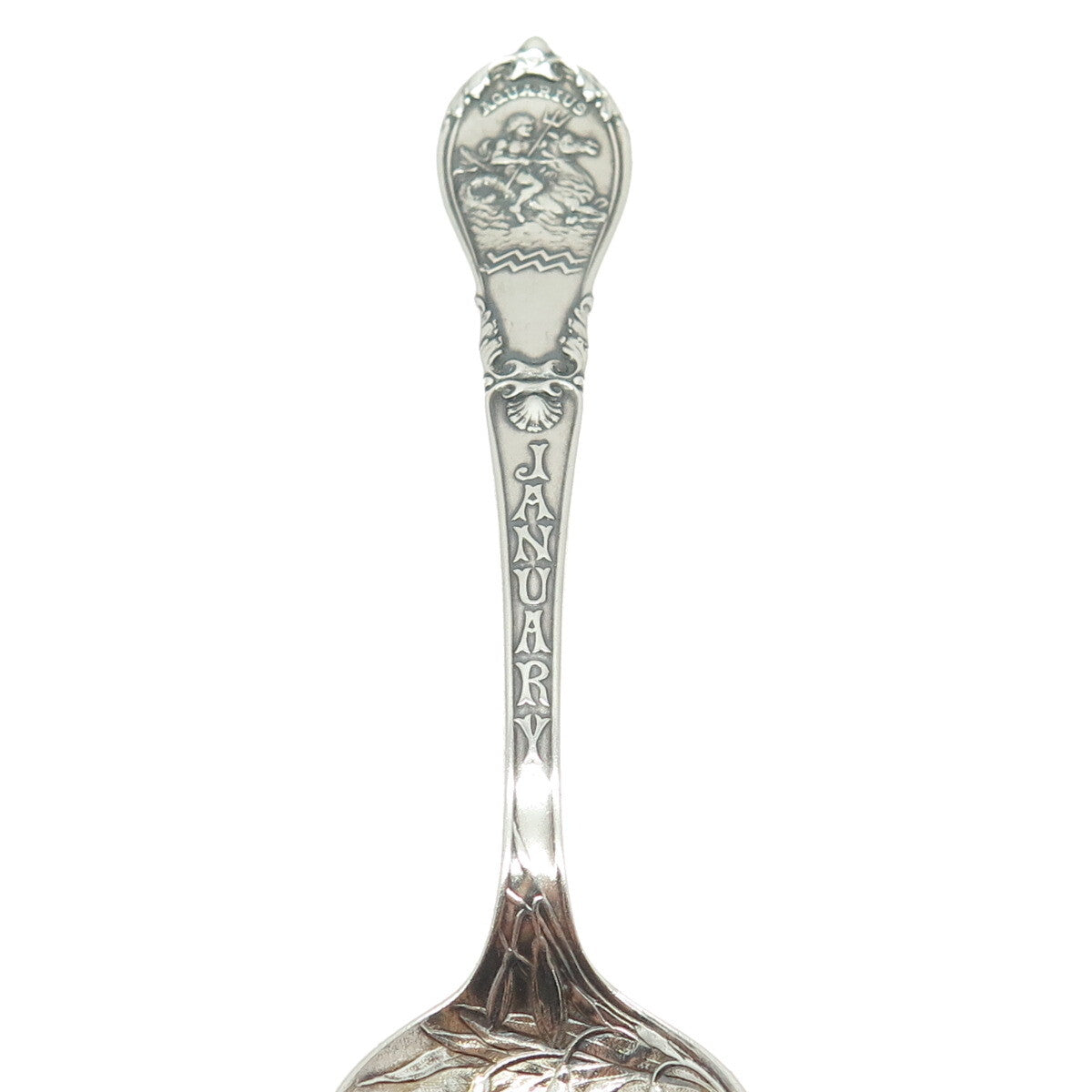 GORHAM 925 Sterling Silver Antique Art Deco Aquarius Zodiac January Coffee Spoon