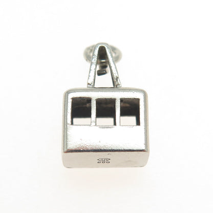 800 Silver Antique Art Deco Cable Car Minimalist Charm Pendant