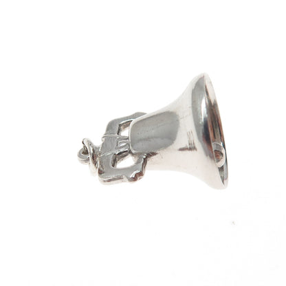 925 Sterling Silver Antique Art Deco Liberty Bell Minimalist 3D Charm Pendant