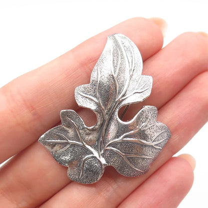 925 Sterling Silver Vintage Beau Leaf Pin Brooch